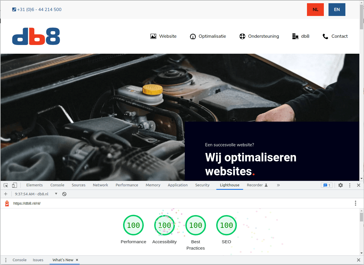 db8 website geoptimaliseerd Google Lighthouse