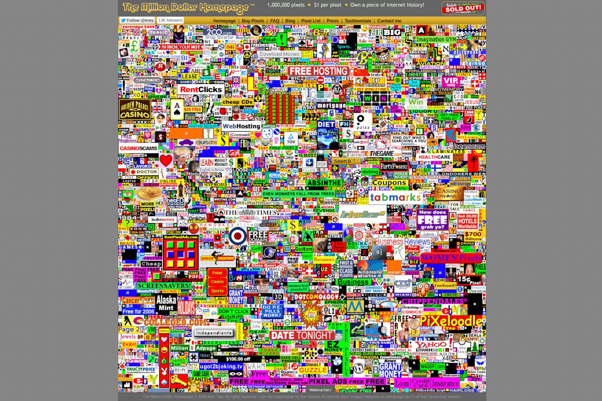 De "Million Dollar Homepage" 20 jaar later